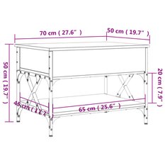 Stolik kawowy 70x50x50 cm szary dąb sonoma elegancki do salonu - Miniaturka zdjęcia nr 11