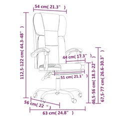 Fotel obrotowy 63x56x122 cm biurowy rozkładany z regulacją wysokości brązowy krzesło do biura lub pokoju czy gabinetu albo nauki - Miniaturka zdjęcia nr 11