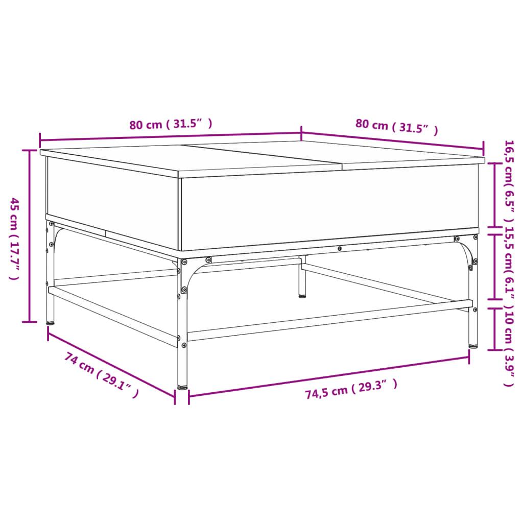 Stolik kawowy 80x80x45 cm z rozkładanym blatem ze schowkiem brązowy dąb do salonu nr. 11