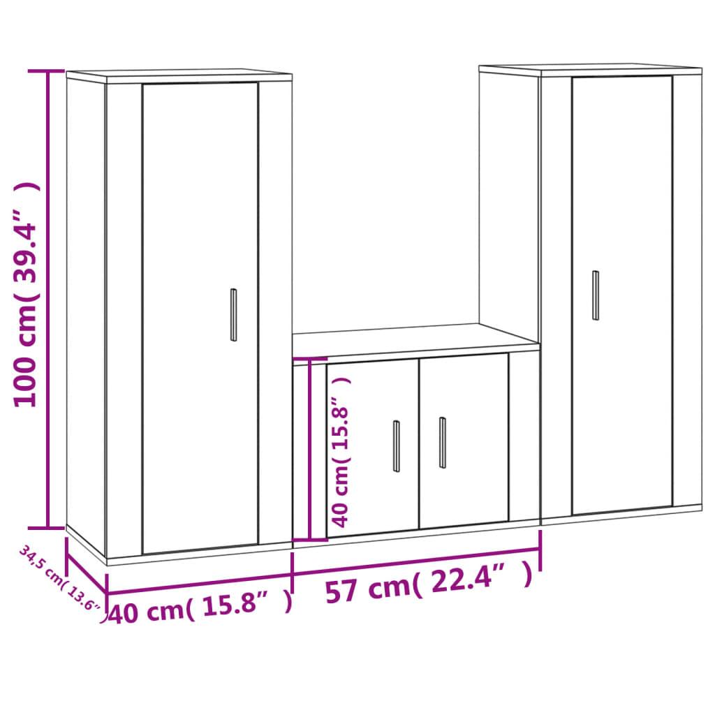 Zestaw szafek RTV 40x34,5x100 cm 3 szt biały do salonu nr. 7