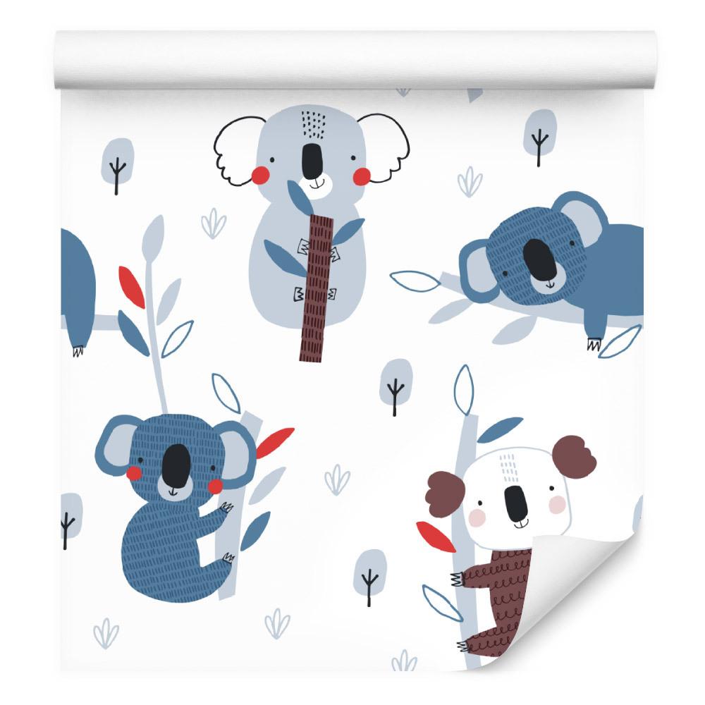 Tapeta dla dzieci koala, drzewa, styl skandynawski  nr. 3