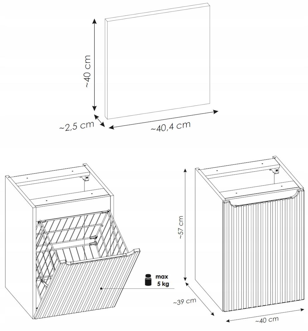Szafka NOVA 40 cm do łazienki z koszem na pranie biały mat nr. 2