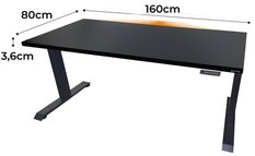 Biurko gamingowe Model 1 elektryczne regulowane nogi LED RGB pilot TOP 160x80x70-118 cm czarne - Miniaturka zdjęcia nr 2