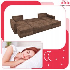 Narożnik Bonito BIG 296x74x104 cm kształt U z funkcją spania i przechowywania Anafi sztruks brąz - Miniaturka zdjęcia nr 7