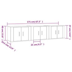 Zestaw szafek RTV 57x34,5x40 cm wiszące z drzwiczkami brązowy dąb do salonu - Miniaturka zdjęcia nr 8