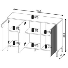 Komoda Flinn 130 cm do sypialni garderoby czarny mat złoty - Miniaturka zdjęcia nr 5