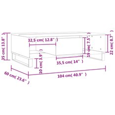 Stolik kawowy 104x60x35 cm z zamykaną szafką i dwoma przegrodami brązowy dąb do salonu - Miniaturka zdjęcia nr 11