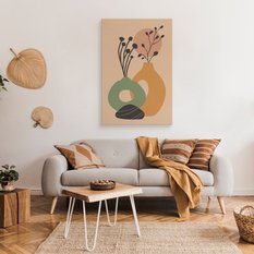 Obraz Do Salonu Pastelowe Dzbanki Rośliny Styl Boho Natura 80x120cm - Miniaturka zdjęcia nr 3