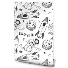 Tapeta Do Pokoju Dzieci KOSMONAUCI Planety Rakiety  - Miniaturka zdjęcia nr 1