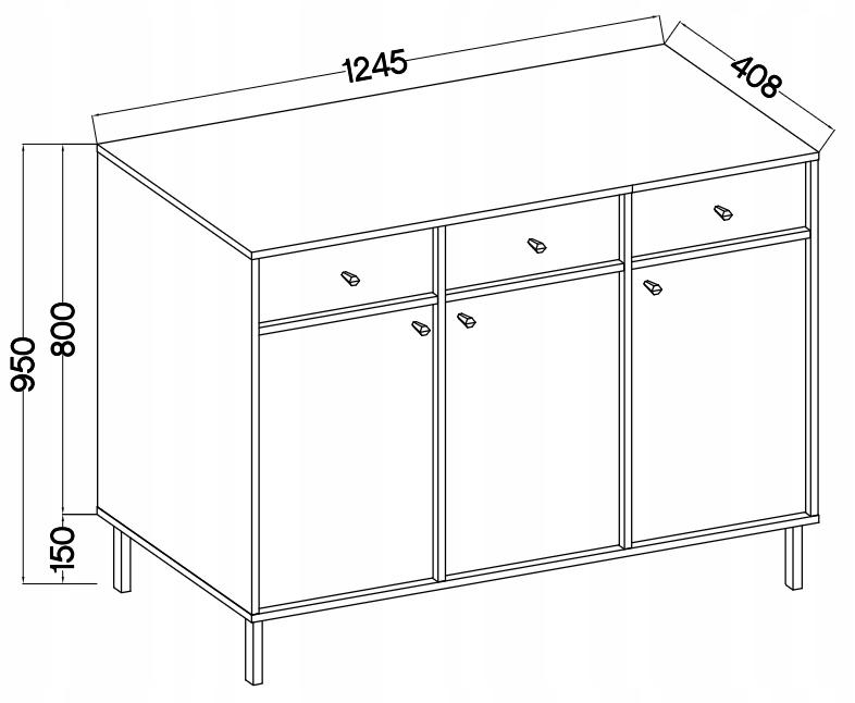 Komoda AVILA 125 cm szeroka z szufladami i drzwiami metalowe złote nogi czarny mat  nr. 3