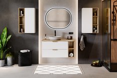 Szafka łazienkowa pod umywalkę 80 cm Aster White biała wisząca gładka 2 szuflady  - Miniaturka zdjęcia nr 8