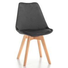 Krzesło DUBLIN szare tapicerowane welurem z poduszką do jadalni lub salonu 