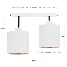 Lampa sufitowa 37 x 15 x 30 cm dwupunktowy spot gwint E27 biała z białymi abażurami do salonu - Miniaturka zdjęcia nr 4