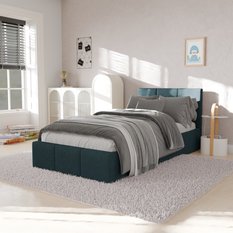 Łóżko Pojedyncze 90x200cm łóżko tapicerowane z pojemnikiem morskie do sypialni wezgłowie 100 cm  - Miniaturka zdjęcia nr 4