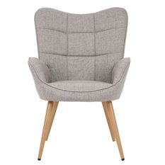 Fotel uszak tapicerowany wypoczynkowy 69x63x89 cm do salonu biura nogi dąb, jasnoszary - Miniaturka zdjęcia nr 4