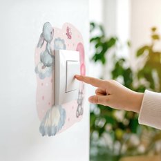 Naklejka Pod Kontakt Dla Dzieci Króliczki 20x20 Różowe Balony Kropki Chmurki - Miniaturka zdjęcia nr 7