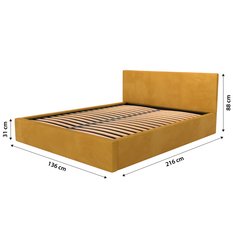 Lóżko tapicerowane do sypialni basic 120x200x88 cm podwójne z pojemnikiem żółte - Miniaturka zdjęcia nr 16