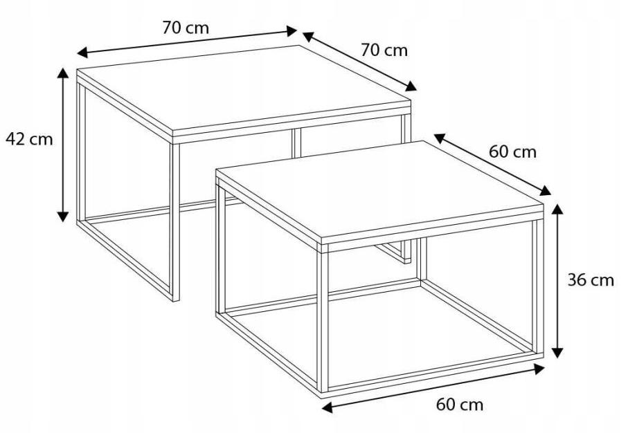 Stolik kawowy TWIN 70x42x70 cm 2w1 zestaw dwóch stolików do salonu loft dąb craft nr. 4