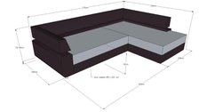 Kanapa PANAMA 270x84x190 cm lewy z funkcją spania i przechowywania do salonu szaro-kremowy - Miniaturka zdjęcia nr 8