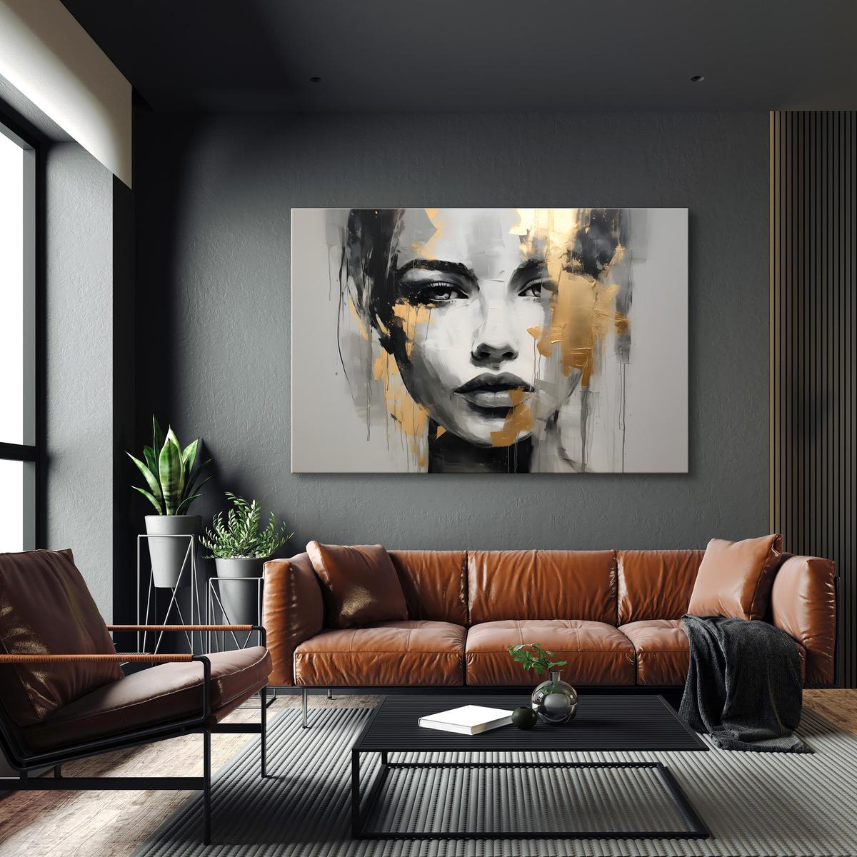 Obraz Do Salonu Abstrakcja ZŁOTY Portret Kobiety Styl Glamour Loft 120x80cm nr. 4