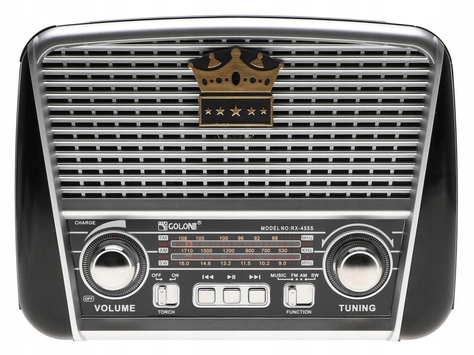 Radio przenośne  21 x 15 x 9 cm RETRO z funkcją bluetooth   USB z latarką  ładowany solarnie czarne nr. 3