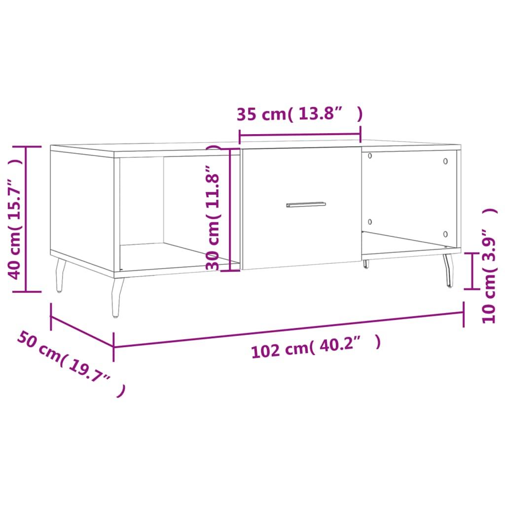 Stolik kawowy 102x50x40 cm z praktyczną zamykaną szafką i 2 przegrodami biały o wysokim połysku do salonu nr. 10