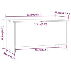 Stolik kawowy 102x55,5x52,5 cm z rozkładanym blatem ze schowkiem biały do salonu - Miniaturka zdjęcia nr 9