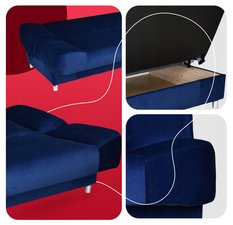 Wersalka SARA 200x95 cm granatowa rozkładana kanapa z pojemnikiem sofa do salonu New Velo - Miniaturka zdjęcia nr 4