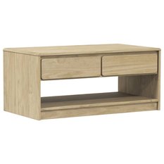 Stolik kawowy SAUDA 99x55x45 cm z dwoma szufladami lite drewno sosnowe kolor dębu do salonu - Miniaturka zdjęcia nr 2