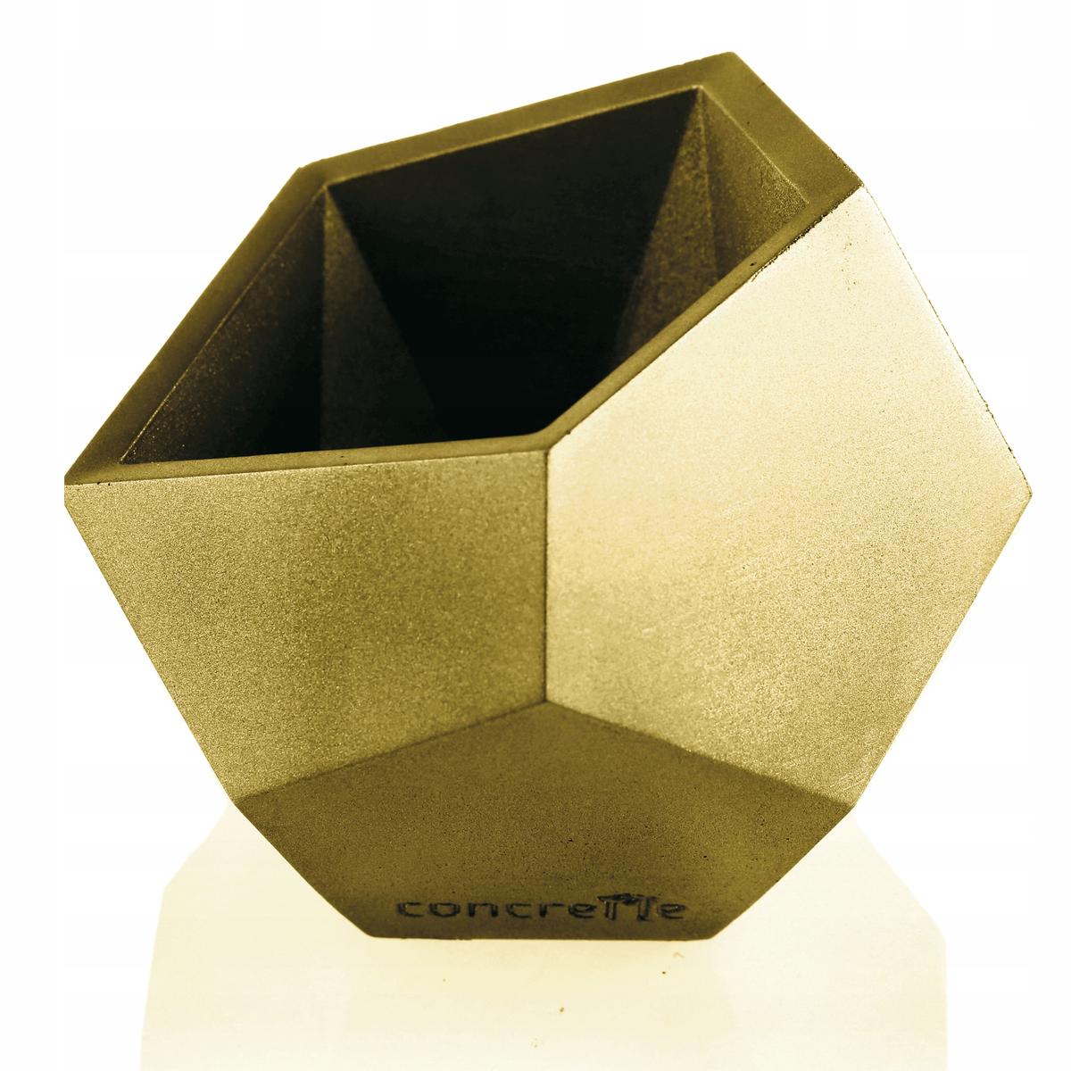 Doniczka betonowa Square Geometric 12 cm | Klasyczne Złoto nr. 2