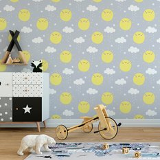Tapeta Dziecięca SŁONECZKA Chmurki Gwiazdki Niebo 53x1000 - Miniaturka zdjęcia nr 5