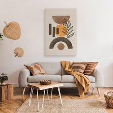 Obraz Na Płótnie Liście Figury Styl Boho Minimalizm Abstrakcja 80x120cm - Miniaturka zdjęcia nr 3