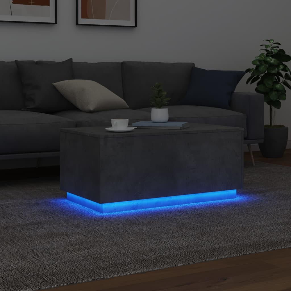 Stolik kawowy 90x50x40 cm z oświetleniem LED szarość betonu do salonu nr. 5