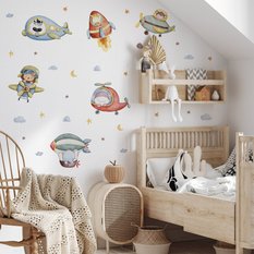 Naklejki Dla Dzieci Zwierzątka Chmury Gwiazdy 120x60 Samoloty ZESTAW - Miniaturka zdjęcia nr 5