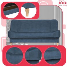 Wersalka SARA 200x95 cm niebieski rozkładana kanapa z pojemnikiem sofa do salonu Aura - Miniaturka zdjęcia nr 4