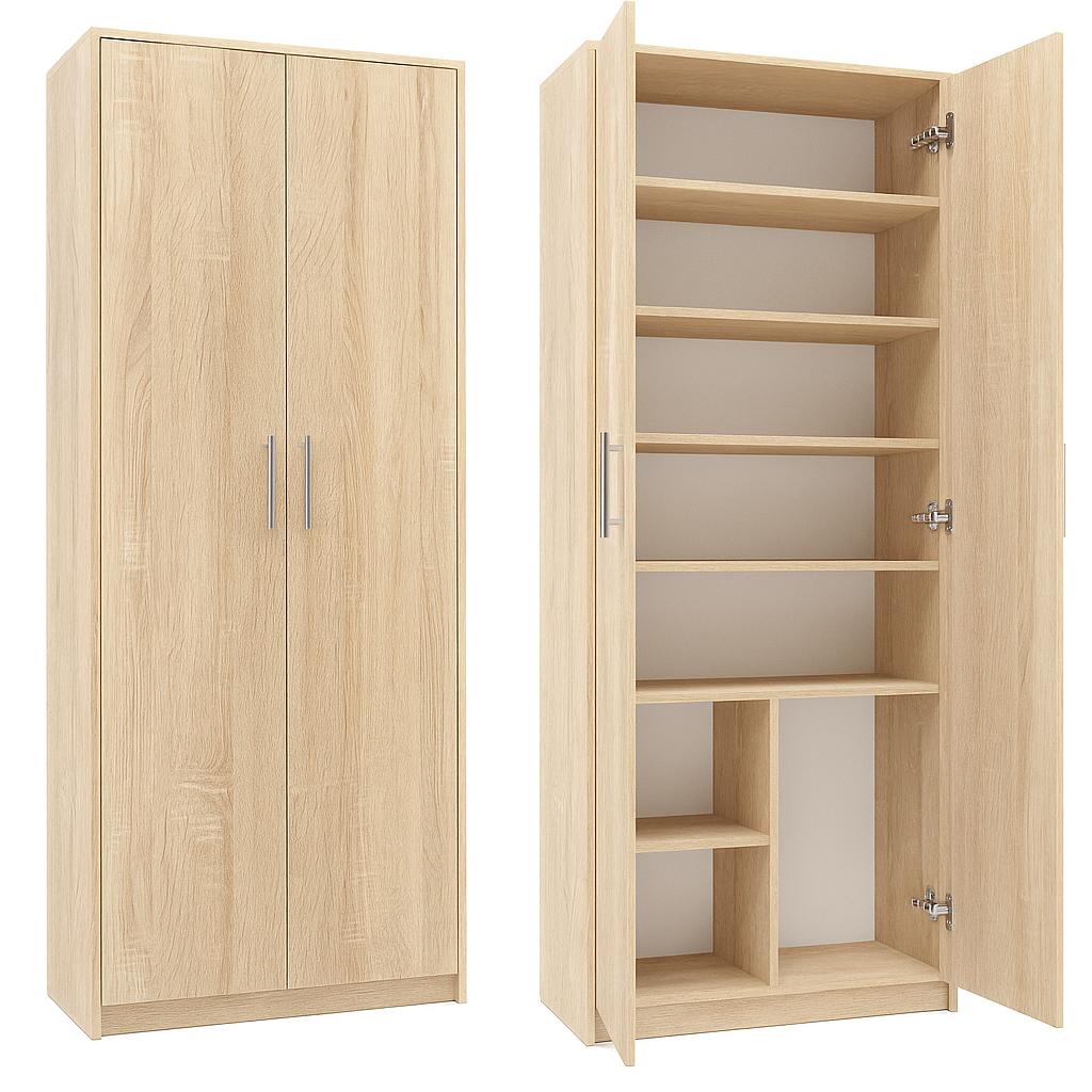 Regał Rafcio 2D 74x180x35 cm z półkami i drzwiami do pokoju biura dąb sonoma bestseller 
