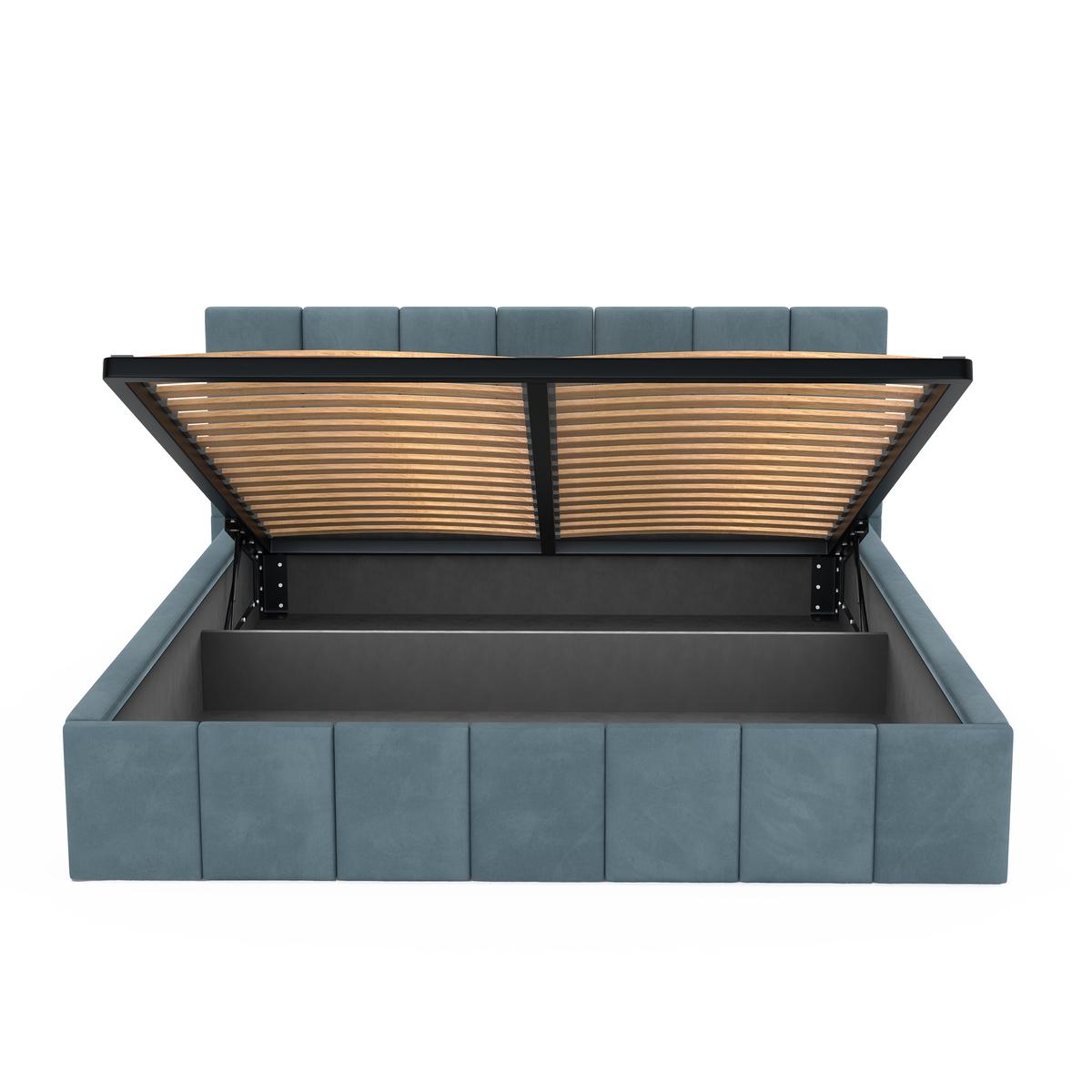 Łóżko tapicerowane 140x200 premium z pojemnikiem do sypialni morskie wezgłowie 107 cm nr. 12