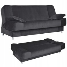 Wersalka SARA 200x95 cm ciemnoszara rozkładana kanapa z pojemnikiem sofa do salonu Royal