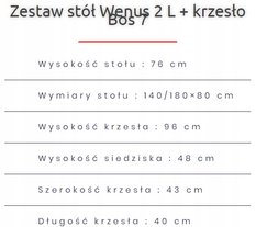 Zestaw do jadalni stół WENUS 140/180x80 cm rozkładany + 6 krzesła BOS brązowe siedzenie dąb sonoma - Miniaturka zdjęcia nr 4