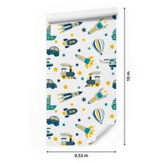Tapeta do pokoju dziecka helikoptery, auta, balony  - Miniaturka zdjęcia nr 2