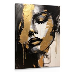 Obraz Do Salonu ZŁOTY Portret Kobieca Twarz Styl Glamour Abstrakcja 80x120cm