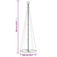 Choinka stożkowa 100x300 cm 310 ciepłych białych LED świąteczna do ogrodu - Miniaturka zdjęcia nr 10