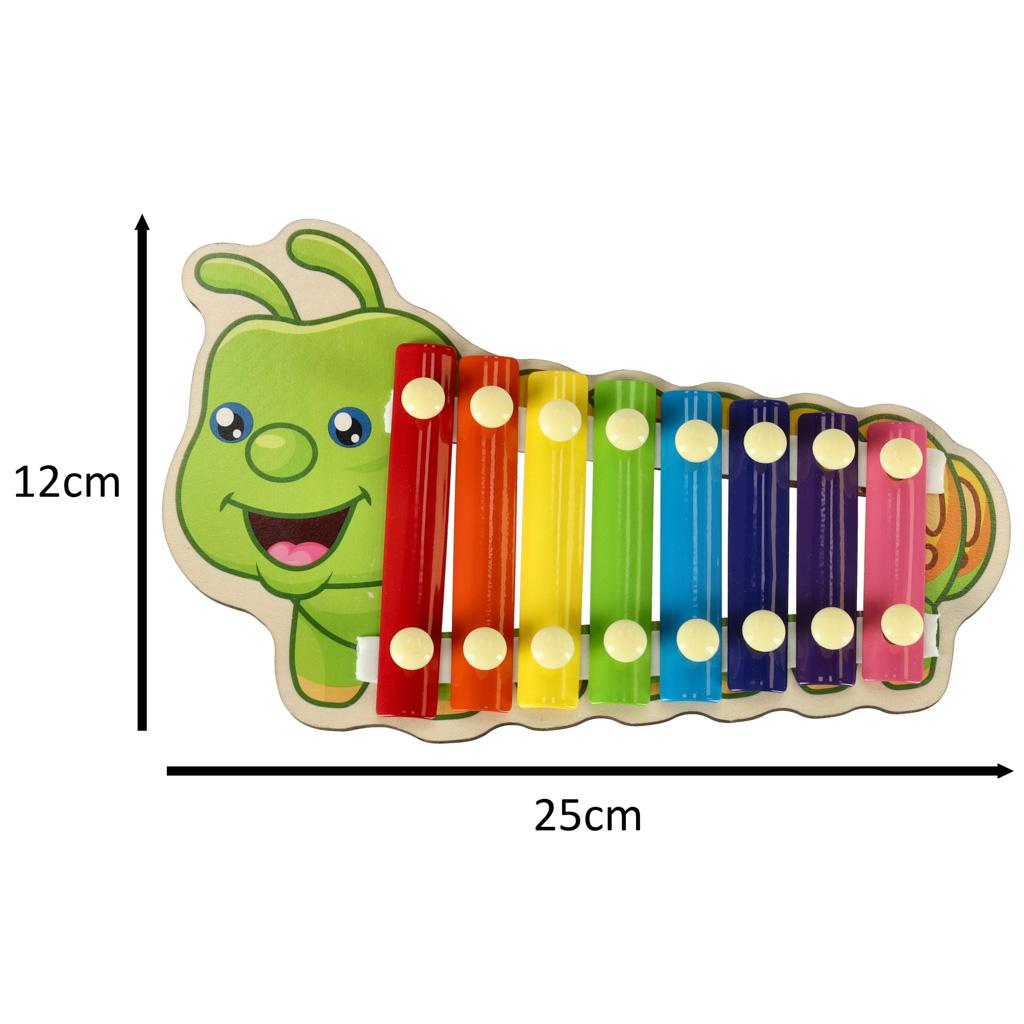 Cymbałki drewniane 12 cm kolorowe dla dzieci gąsienica drewniany