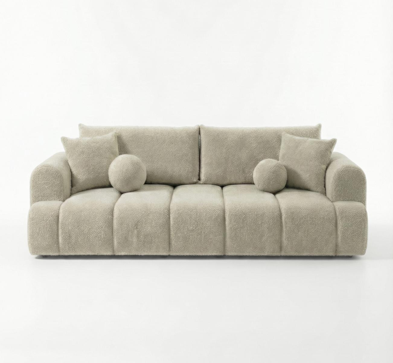 Kanapa rozkładana trzyosobowa z funkcją spania Mediolan 250x112x90 cm sofa z funkcją spania tkanina LOOP kremowa nr. 3