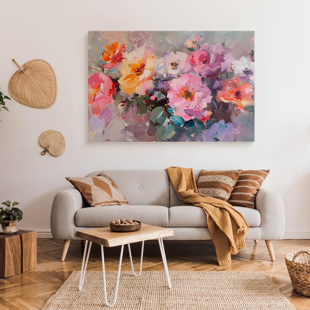 Obraz Na Płótnie Abstrakcyjne Kolorowe Kwiaty Akwarela 100x70 Do Salonu nr. 3