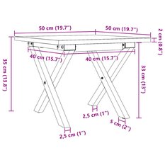 Stolik kawowy 50x50x35 cm nogi w kształcie litery X lite drewno do salonu - Miniaturka zdjęcia nr 10