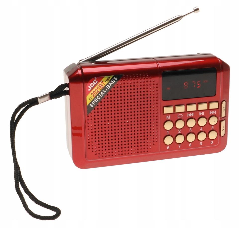 Radio przenośne 12,5 x 8 x 3 cm  z funkcją bluetooth  FM USB ładowany solarnie czerwone