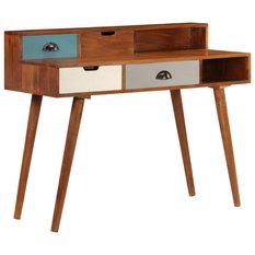  Biurko 110x50x90 cm z 4 szufladami i 2 półkami eleganckie w  stylu retro lite drewno akacjowe do gabinetu lub biura - Miniaturka zdjęcia nr 12