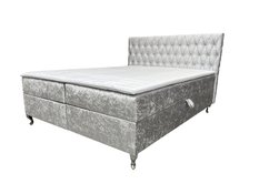 Łóżko GLACIO 180x200 cm z funkcją przechowywania i materacem do sypialni jasnoszare