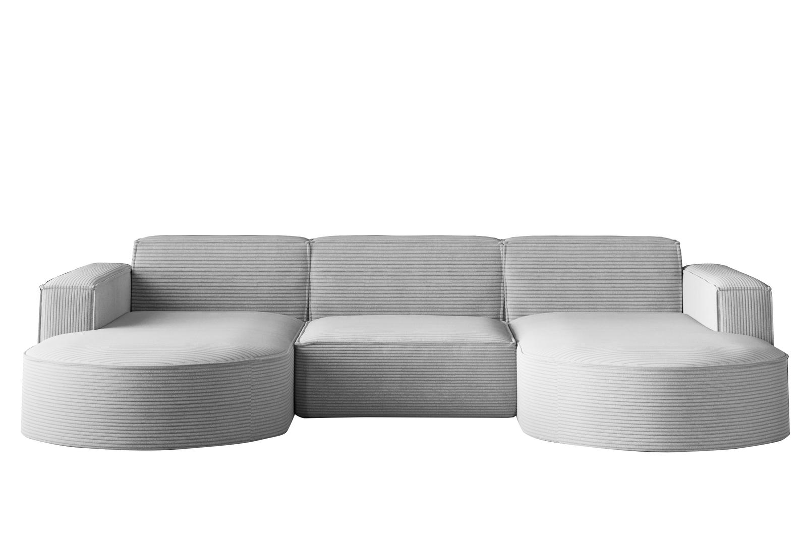 Sofa MODENA STUDIO 299x165x78 cm bez funkcji spania do salonu sztruksowa POSO jasnoszary